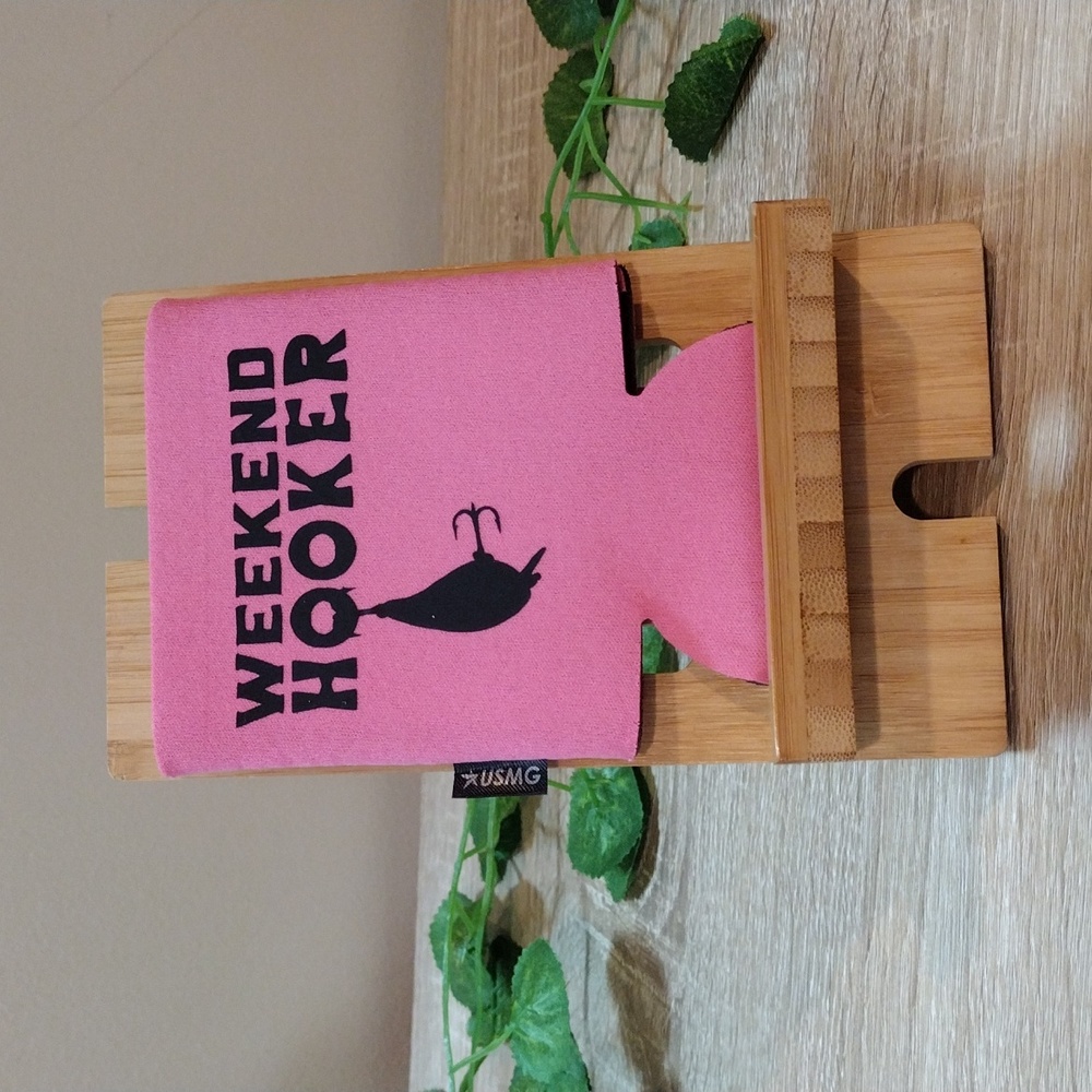 Handmade Pink Humorous Fishing Koozie